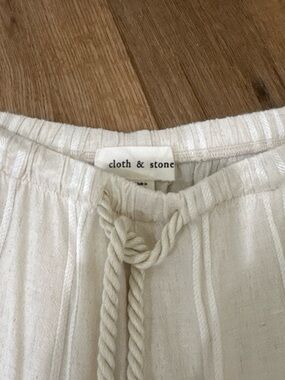 cloth & stone beige and cream Drawstring Linen Pants